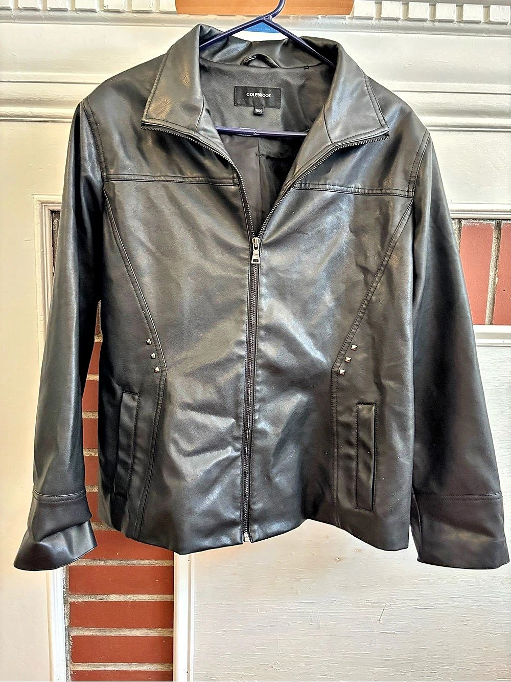 Colebrook Faux Leather Moto Jacket Black Size 18/20